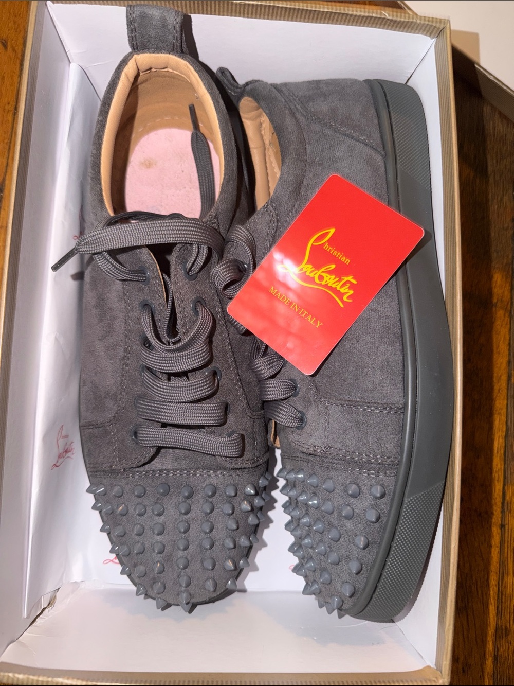 Christian Louboutin Louis Jr Spikes Canopy Suede Sneakers